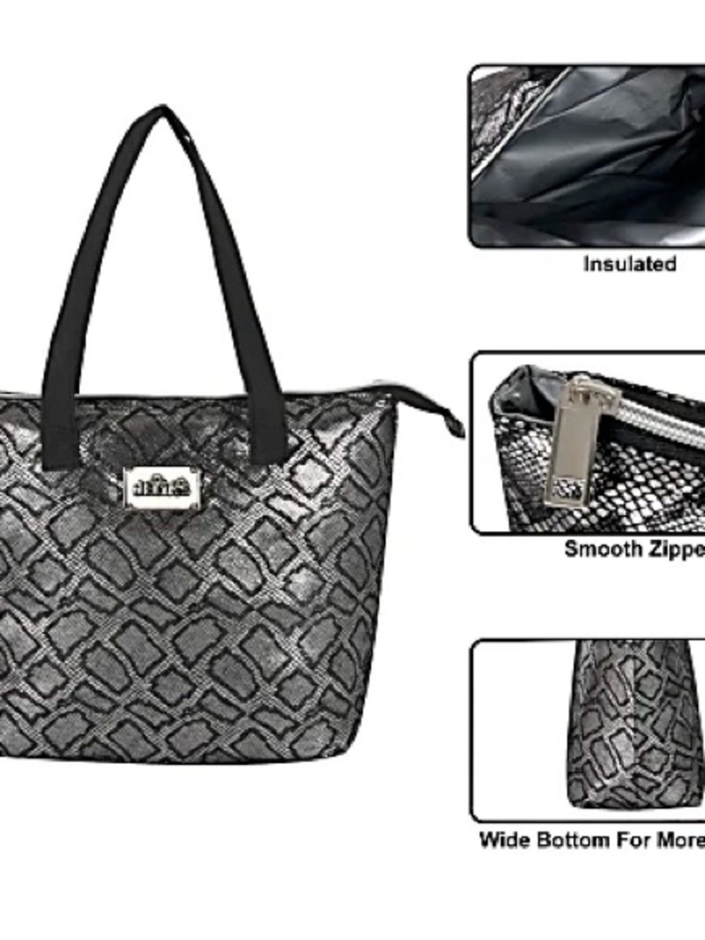 dELiA*s Metallic Black Patterned Tote